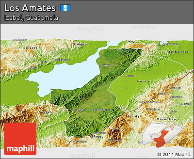 Satellite 3D Map of Los Amates, physical outside