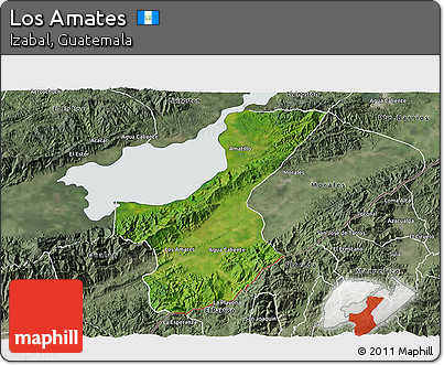 Satellite 3D Map of Los Amates, semi-desaturated