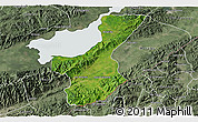 Satellite 3D Map of Los Amates, semi-desaturated