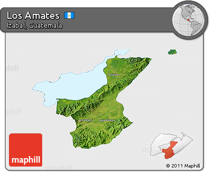 Satellite 3D Map of Los Amates, single color outside
