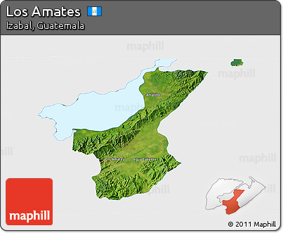 Satellite 3D Map of Los Amates, single color outside