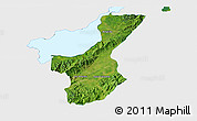 Satellite 3D Map of Los Amates, single color outside