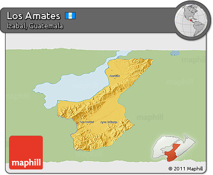 Savanna Style 3D Map of Los Amates, single color outside