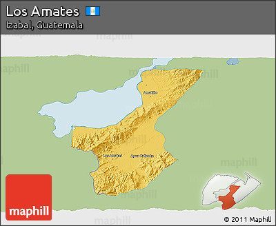 Savanna Style 3D Map of Los Amates, single color outside