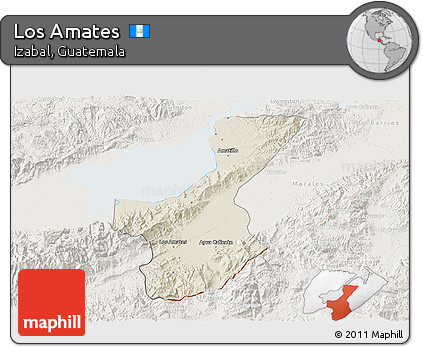 Shaded Relief 3D Map of Los Amates, lighten