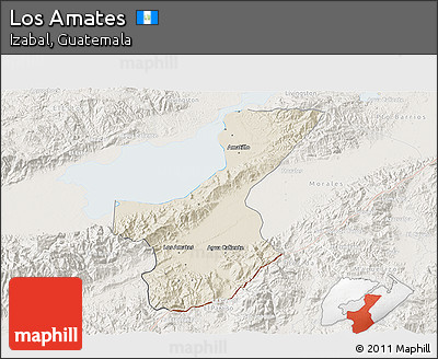 Shaded Relief 3D Map of Los Amates, lighten