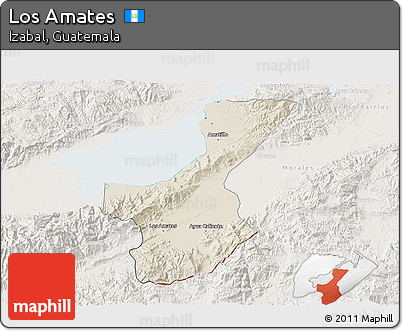 Shaded Relief 3D Map of Los Amates, lighten
