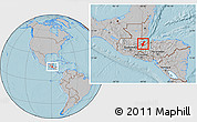 Gray Location Map of Los Amates, hill shading