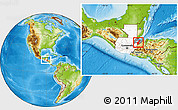 Physical Location Map of Los Amates, highlighted country, highlighted parent region, within the entire country