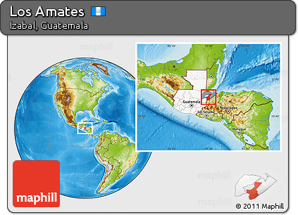 Physical Location Map of Los Amates, highlighted country, highlighted parent region