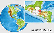 Physical Location Map of Los Amates, highlighted country, highlighted parent region