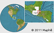 Satellite Location Map of Los Amates, highlighted country