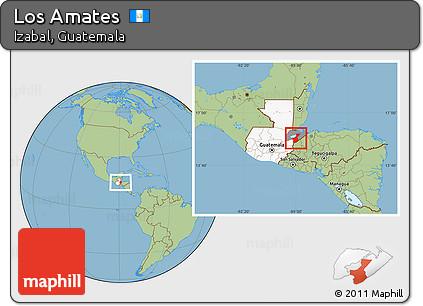 Savanna Style Location Map of Los Amates, highlighted country, highlighted parent region