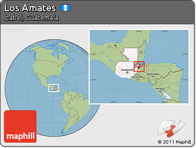 Savanna Style Location Map of Los Amates, highlighted country, highlighted parent region