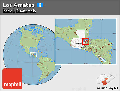 Savanna Style Location Map of Los Amates, highlighted country, highlighted parent region