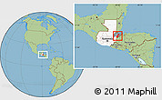Savanna Style Location Map of Los Amates, highlighted country, highlighted parent region