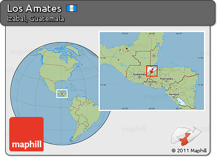 Savanna Style Location Map of Los Amates, highlighted parent region