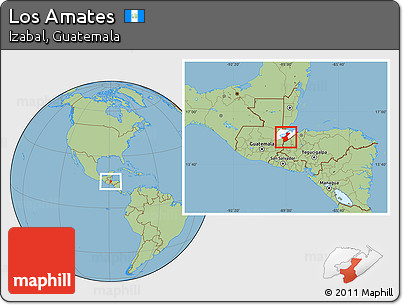 Savanna Style Location Map of Los Amates, highlighted parent region