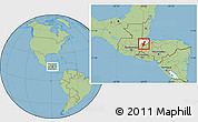 Savanna Style Location Map of Los Amates, highlighted parent region