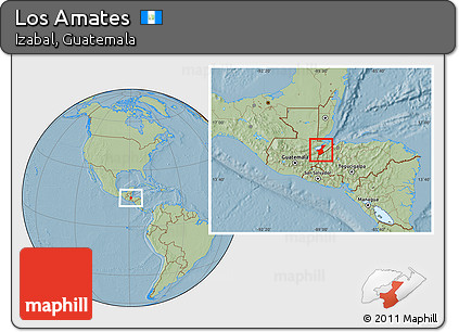 Savanna Style Location Map of Los Amates, hill shading