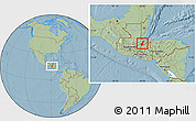 Savanna Style Location Map of Los Amates, hill shading