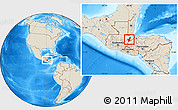 Shaded Relief Location Map of Los Amates, highlighted parent region