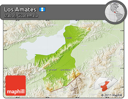 Physical Map of Los Amates, lighten