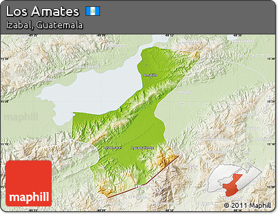 Physical Map of Los Amates, lighten