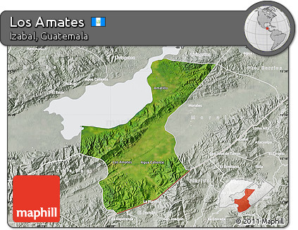Satellite Map of Los Amates, lighten, semi-desaturated