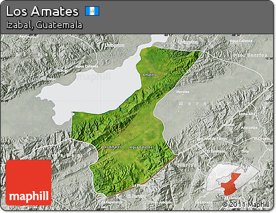 Satellite Map of Los Amates, lighten, semi-desaturated