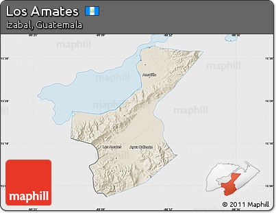 Shaded Relief Map of Los Amates, single color outside