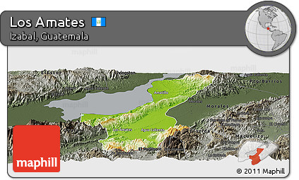 Physical Panoramic Map of Los Amates, darken, semi-desaturated