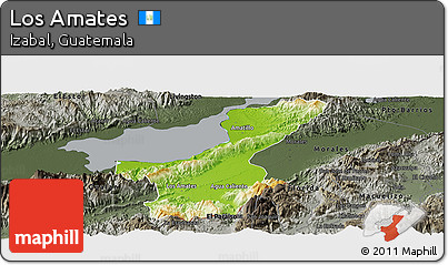 Physical Panoramic Map of Los Amates, darken, semi-desaturated
