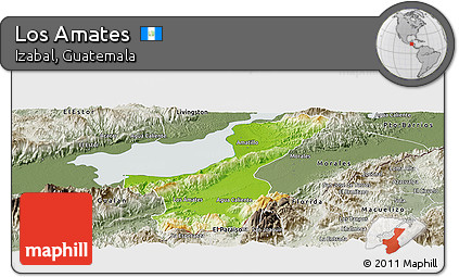 Physical Panoramic Map of Los Amates, semi-desaturated