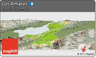 Physical Panoramic Map of Los Amates, semi-desaturated