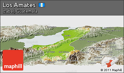 Physical Panoramic Map of Los Amates, semi-desaturated