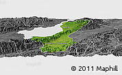 Satellite Panoramic Map of Los Amates, desaturated