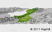 Satellite Panoramic Map of Los Amates, lighten, desaturated