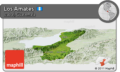 Satellite Panoramic Map of Los Amates, lighten