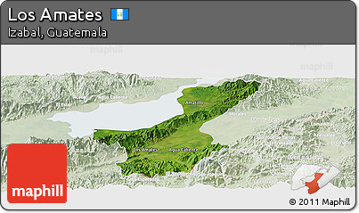 Satellite Panoramic Map of Los Amates, lighten