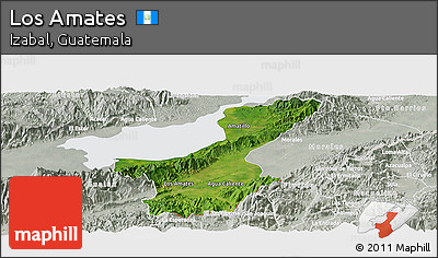 Satellite Panoramic Map of Los Amates, lighten, semi-desaturated