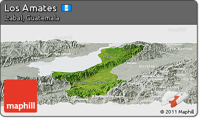 Satellite Panoramic Map of Los Amates, lighten, semi-desaturated