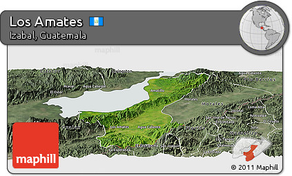 Satellite Panoramic Map of Los Amates, semi-desaturated