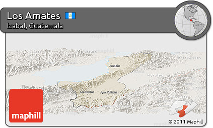 Shaded Relief Panoramic Map of Los Amates, lighten