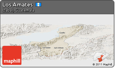 Shaded Relief Panoramic Map of Los Amates, lighten