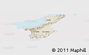 Shaded Relief Panoramic Map of Los Amates, single color outside