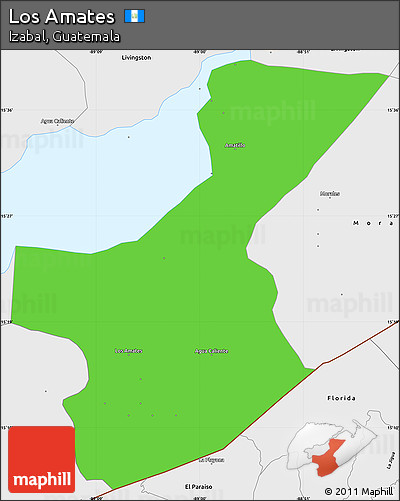Political Simple Map of Los Amates, single color outside, borders and labels