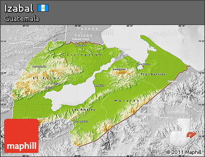 Physical Map of Izabal, lighten, desaturated