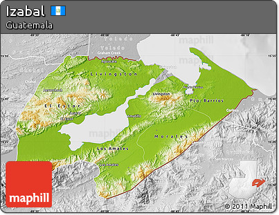 Physical Map of Izabal, lighten, desaturated