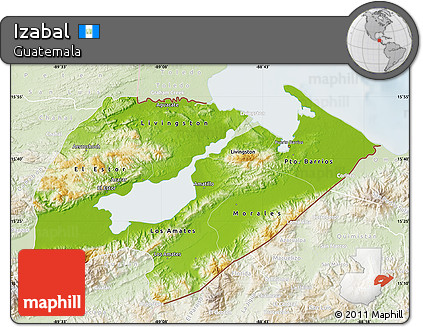 Physical Map of Izabal, lighten